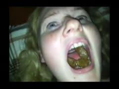 Hot blonde was forced to eat her boyfriend's nasty shit